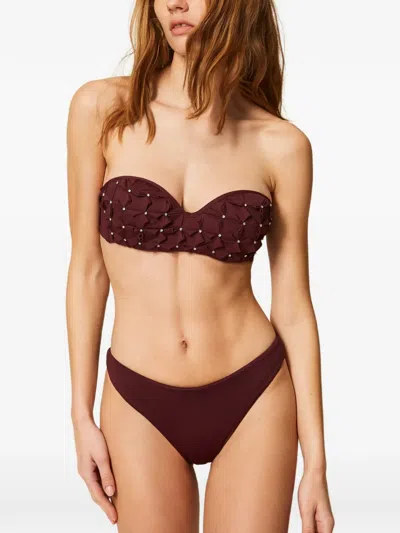 Twinset Embroidered Bikini In Red