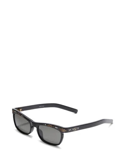 Valentino Rectangular Acetate Frame Sunglasses In Black