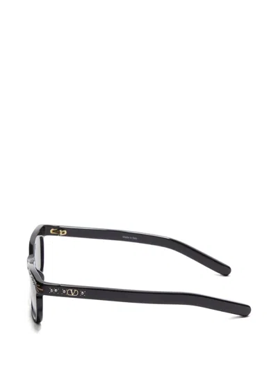 Valentino Rectangular Acetate Frame Sunglasses In Black