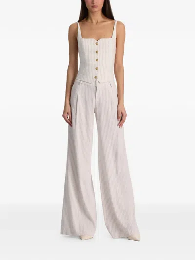 Alice And Olivia Eric Stripe-pattern Trousers In Neutral