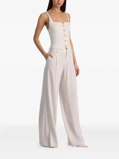 Alice And Olivia Eric Stripe-pattern Trousers In Neutral