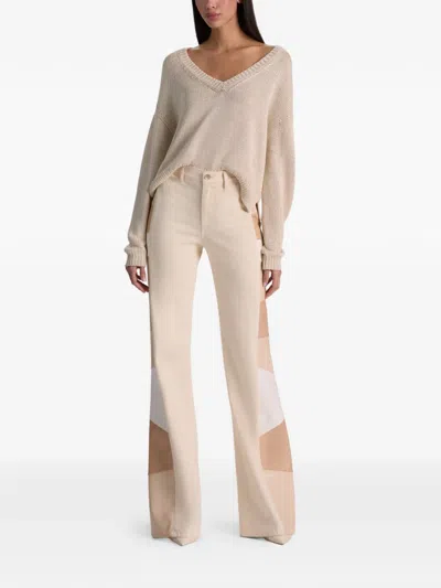 Alice And Olivia Beautiful Patchwork Jeans In Neutral