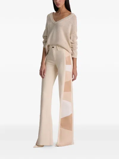 Alice And Olivia Beautiful Patchwork Jeans In Neutral