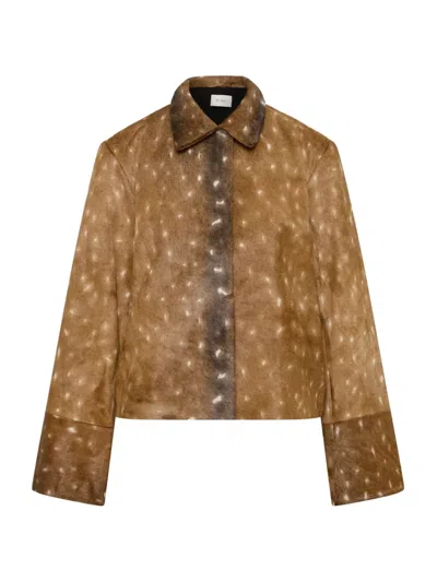St Agni Fawn Minimal Patterned Leather Jacket In Brown