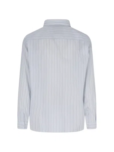 Ranra Stripe-pattern Logo-embroidered Shirt In White