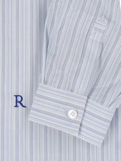 Ranra Stripe-pattern Logo-embroidered Shirt In White