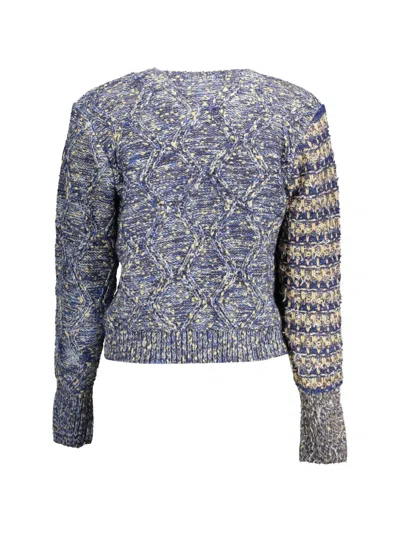 Desigual Patchwork Cable-knit Sweater In Blue