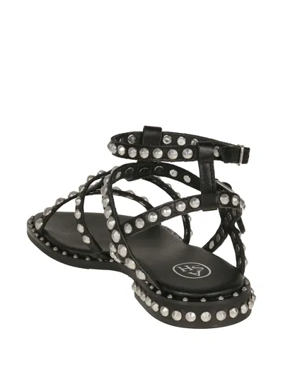 Ash Precious Stud-embellished Cage Sandals In Black
