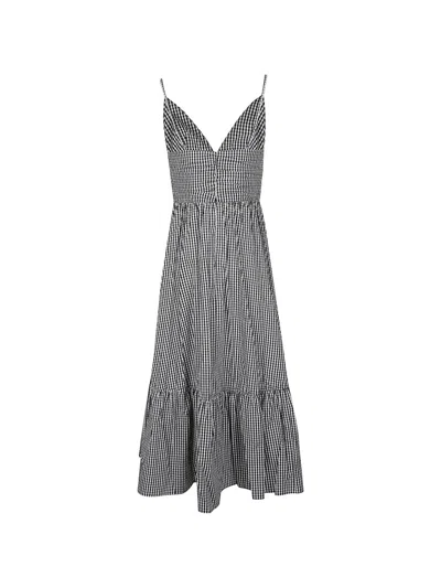 Michael Kors Gingham Cotton Midi Dress In Black