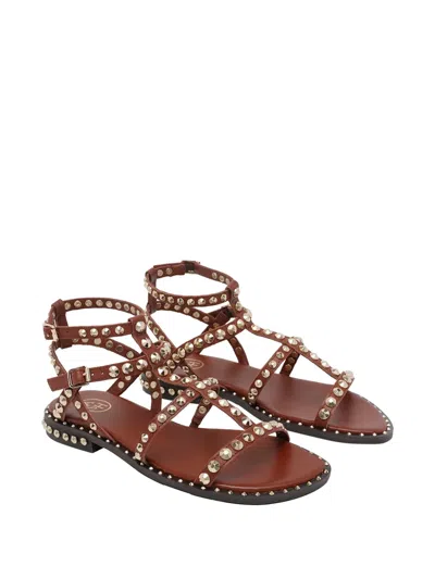 Ash Precious Stud-embellished Sandals In Brown