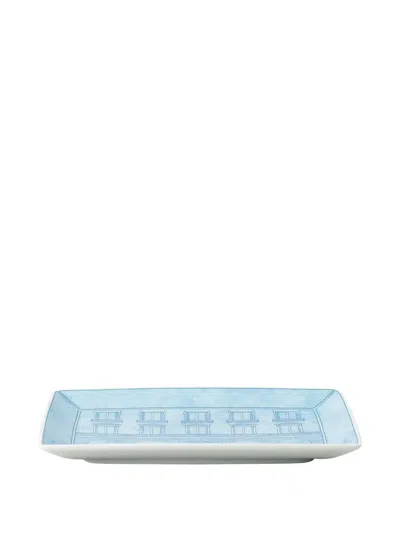 Versace Palazzo Architectural-print Rectangular Plate In Blue