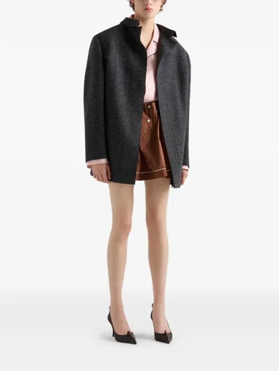 Prada Single-breasted Shetland Wool Jacket In Black