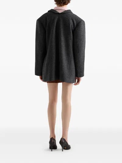 Prada Single-breasted Shetland Wool Jacket In Black