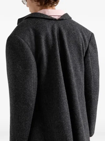 Prada Single-breasted Shetland Wool Jacket In Black