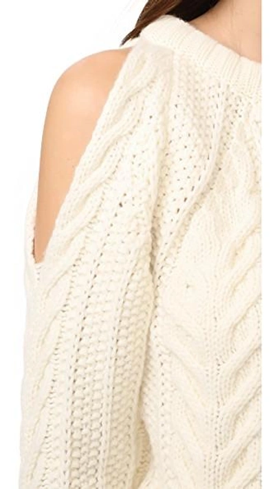 Shop Anine Bing Cut Out Shoulder Sweater In Cream