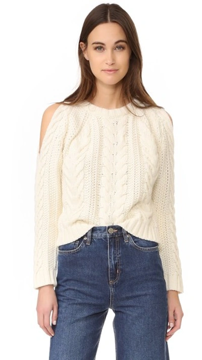 Anine Bing Pullover With Cut-out Shoulders In Cream