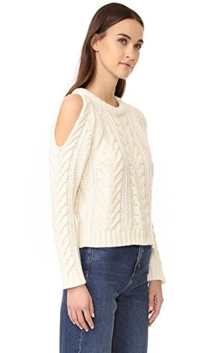 Shop Anine Bing Cut Out Shoulder Sweater In Cream