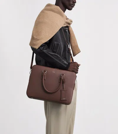 Sandro Paris Leather Slim Briefcase In Red