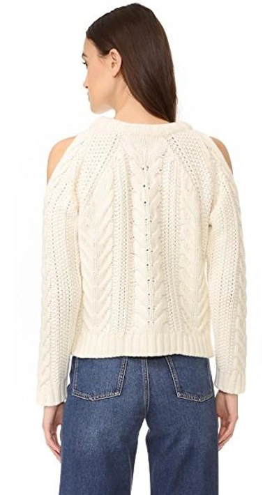 Shop Anine Bing Cut Out Shoulder Sweater In Cream