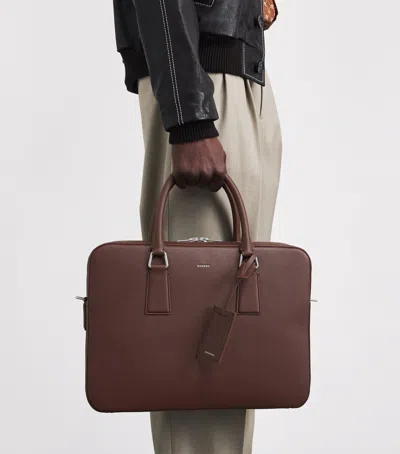 Sandro Paris Leather Slim Briefcase In Red