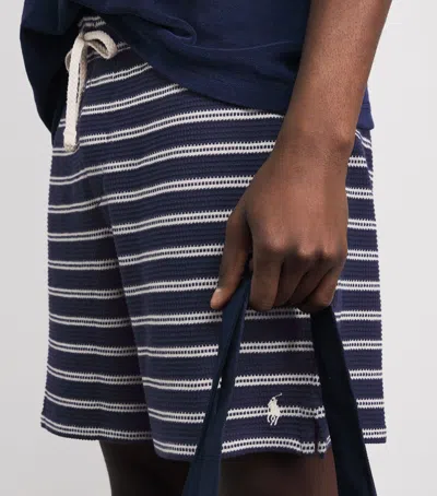 Polo Ralph Lauren Cotton Club Bar Stripe Textured Pull On Short In Blue