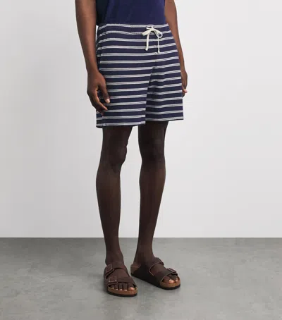 Polo Ralph Lauren Cotton Club Bar Stripe Textured Pull On Short In Blue