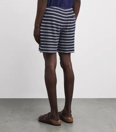 Polo Ralph Lauren Cotton Club Bar Stripe Textured Pull On Short In Blue