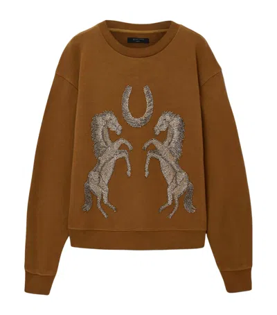 Allsaints Cotton Luck Embellished Pippa Sweatshirt In Brown