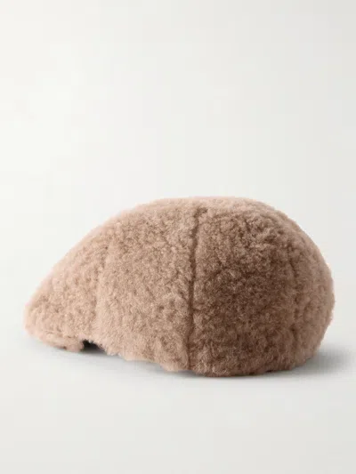 Brunello Cucinelli Shearling Flat Cap In Metallic