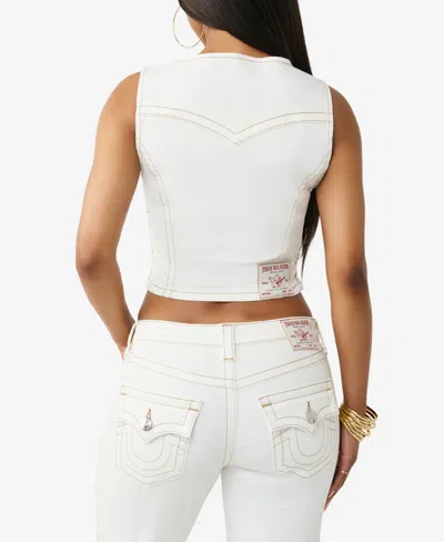 True Religion Lace Up Denim Top Co-ord In White