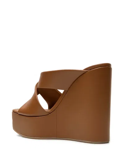 Vicini Crossover-strap Platform Mules In Brown