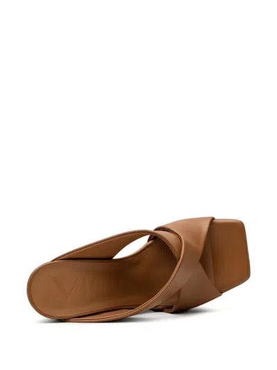 Vicini Crossover-strap Platform Mules In Brown