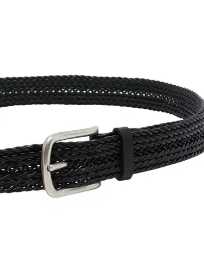 Orciani Plug Braided Leather Belt In Black