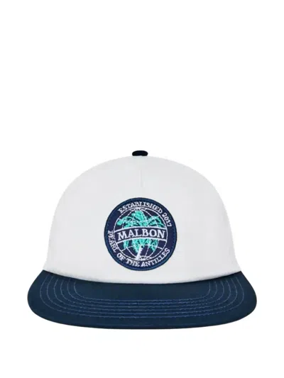 Malbon Golf Palmera Patch Snapback Baseball Cap In White