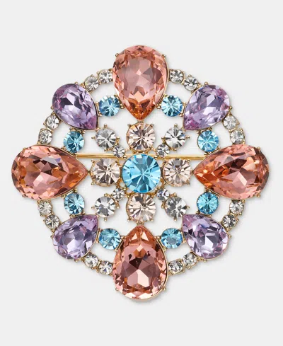 Givenchy Crystal Cluster Flower Pin In Multi