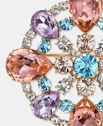 Givenchy Crystal Cluster Flower Pin In Multi