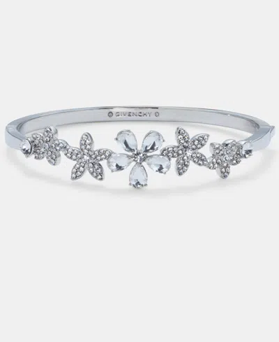 Givenchy Crystal Flower Bangle Bracelet In White