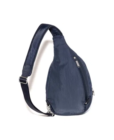 Baggallini Securtex Anti-theft Multi Zip Sling Bag In Blue