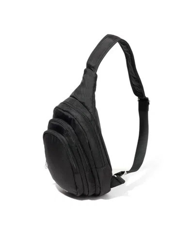 Baggallini Securtex Anti-theft Multi Zip Sling Bag In Black
