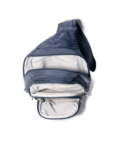Baggallini Securtex Anti-theft Multi Zip Sling Bag In Blue