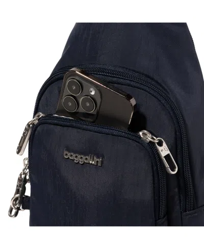 Baggallini The Travel Smart Edit Securtex Anti Theft Daytripper Sling Bag In Black