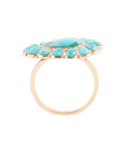 Barse Durango Blue Turquoise Golden Statement Ring In Blue