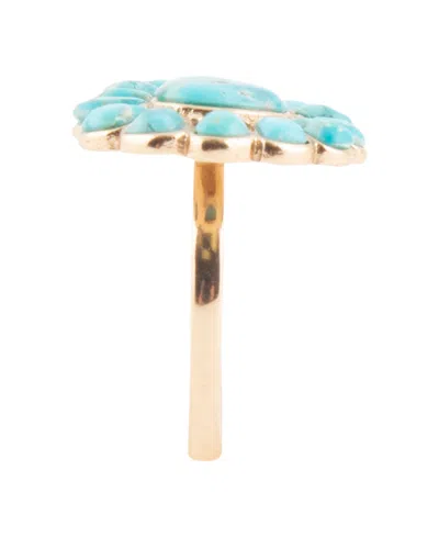 Barse Durango Blue Turquoise Golden Statement Ring In Blue