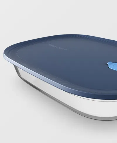 Tupperware Voila Glass 3.2-quart Xl Rectangular Container In Blue