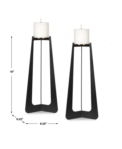 Uttermost Columnar Candleholders, Set Of 2 In Black