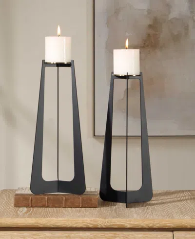Uttermost Columnar Candleholders, Set Of 2 In Black