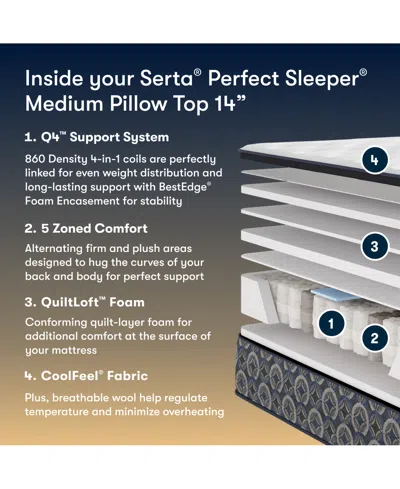 Serta Perfect Sleeper Cascade Canyon 14" Medium Pillow Top Mattress, Queen Split In Multi