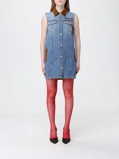 Versace Women Blue Sleeveless Buttoned Mini Dress, M Luxury Dresses For Women Darveys