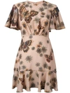VALENTINO butterfly and floral print dress,DRYCLEANONLY