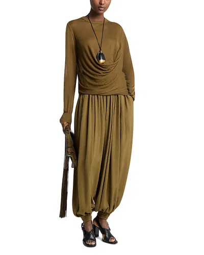 Michael Kors Asymmetric Drape Pullover Sweater In Green